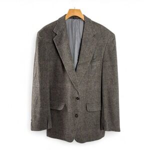 Christian Aujard Gray Check Blazer Camel‎ Blend 43R